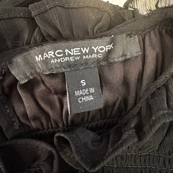 Marc New Your Elegant Black Smocked, Peplum Women's Top - Picture 4 of 5